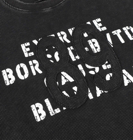 Retro Waffle Washed Cotton TShirt featuring textured waffle-knit surface and vintage print design.