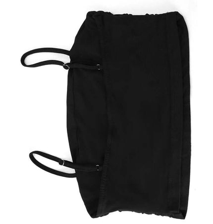 Strapless Sports Bralette Tank Top – Slim Fit in solid black color with adjustable straps.
