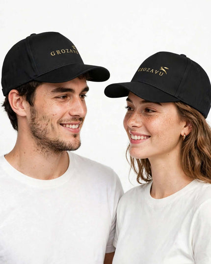 Studio portrait wearing the high-profile structured snapback cap