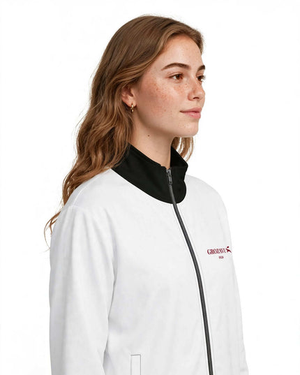 Three-quarter view of the relaxed-fit track jacket