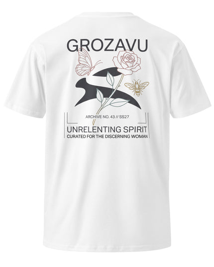Grozavu Straight-Cut Tee in White cotton, back