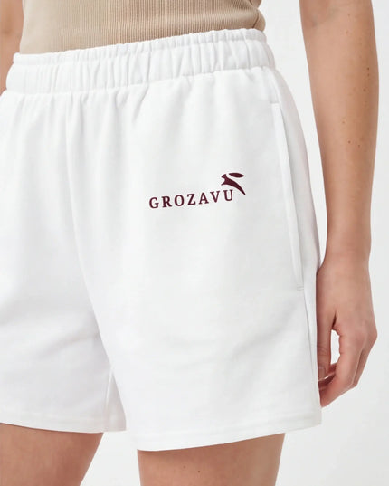 Chalk Shorts Mark — close-up of the fabric texture and seam construction in the White colourway