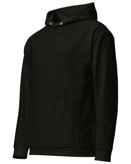 Black Hare hoodie in 265 g/m² cotton-elastane with double-layer hood, left front view