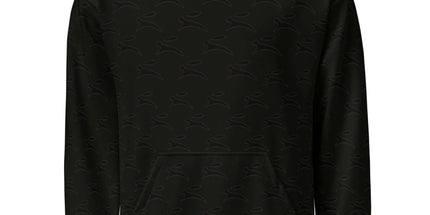 Grozavu Hare hoodie in black, 265 g/m² cotton with all-over hare print, front view