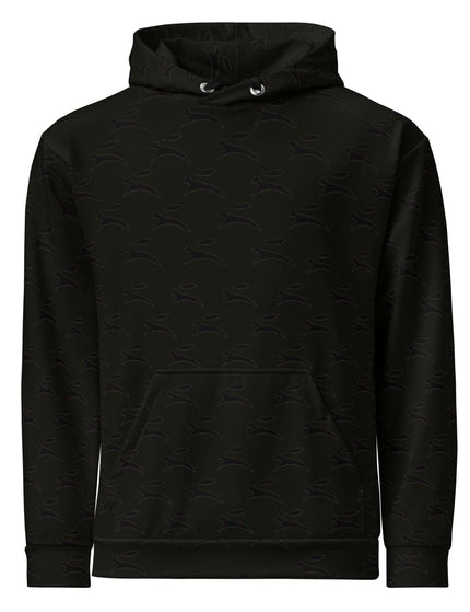 Grozavu Hare hoodie in black, 265 g/m² cotton with all-over hare print, front view