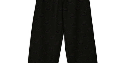 Grozavu Hare wide-leg pants in black, 300 g/m² cotton-elastane with all-over hare print, front view