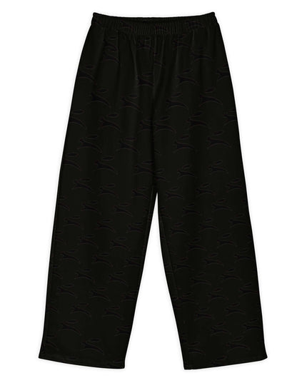 Grozavu Hare wide-leg pants in black, 300 g/m² cotton-elastane with all-over hare print, front view
