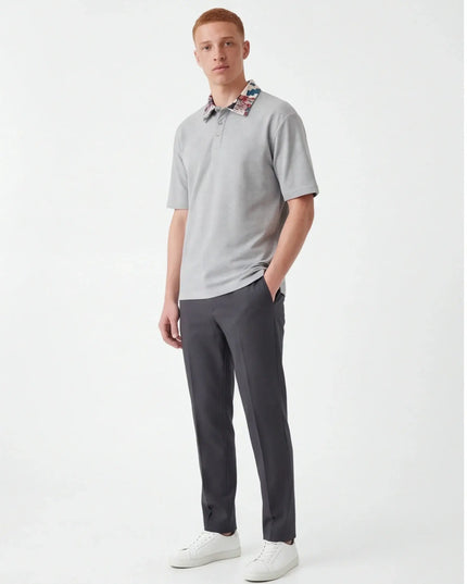 Maison Grozavu Refined Basalt Shirt in signature tone — front view showing the subtle drape of the fabric