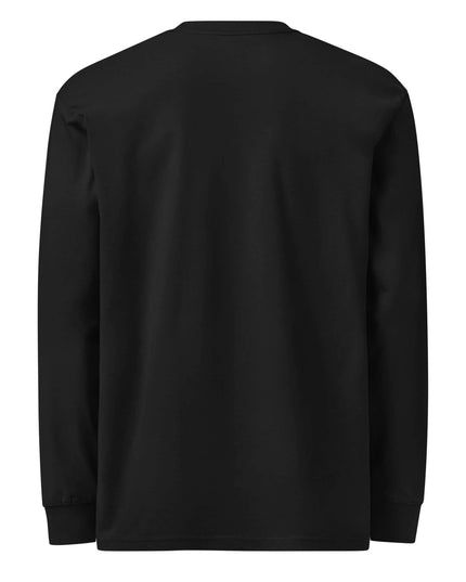 Black heavyweight long sleeve tee in 220 g/m² cotton, studio back view