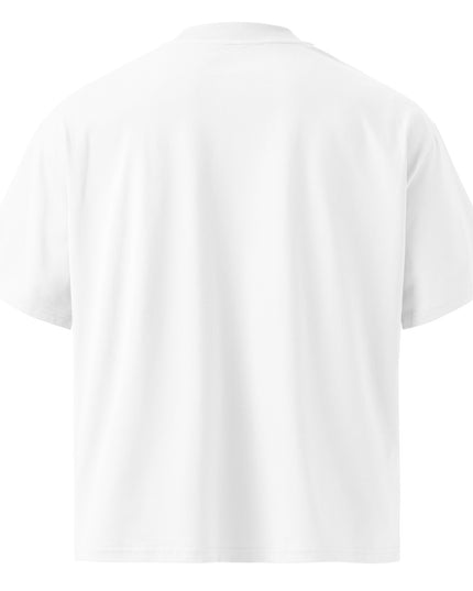 White high neck tee in 200 g/m² organic cotton, studio back view