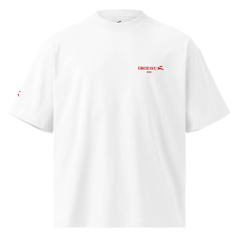 Grozavu oversized high neck tee in 200 g/m2 organic cotton, dropped shoulders