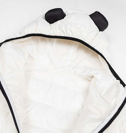 Interior view of Hooded Quilted Down Jacket showcasing soft fabric and hood design.