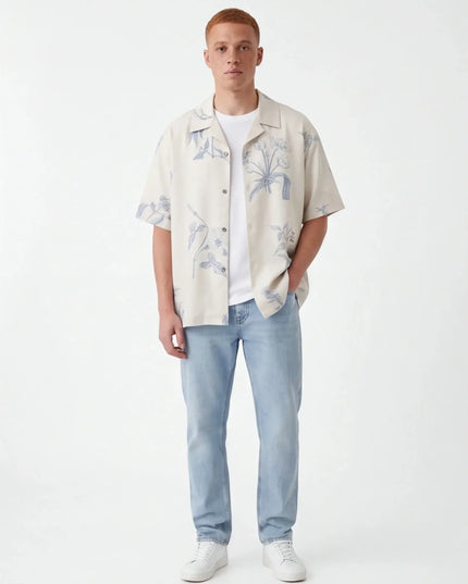 Elevated Quartz Shirt — close-up of the fabric texture and seam construction in the neutral colourway