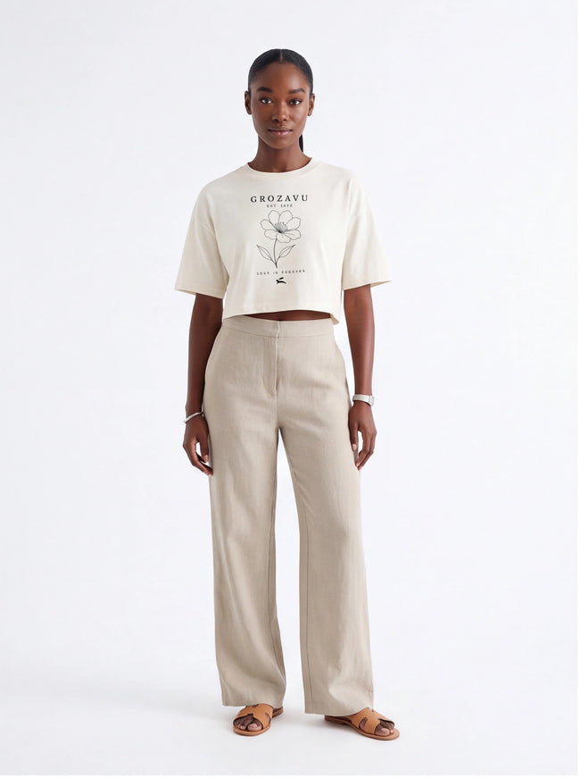 T-shirt court teint en pièce pour femmes