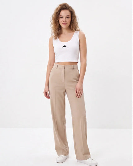 Iron Crop Top Fit — lifestyle shot showing the stretch fabric and how the crop length sits at the waist