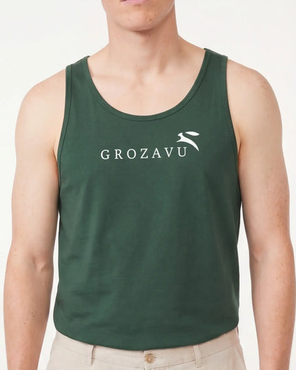 Front view of the Maison Grozavu Formidable Earth Top in top — showing the refined stitching.