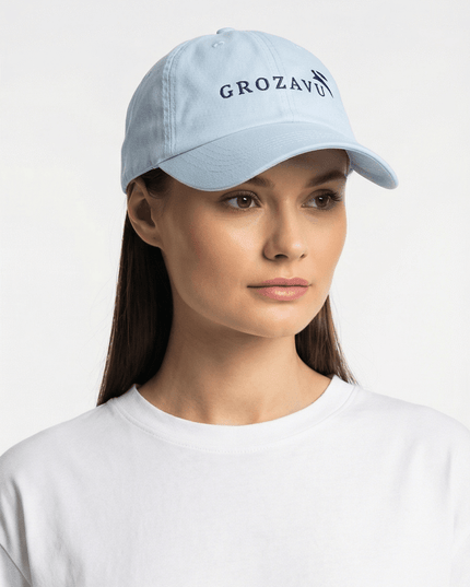 Front view of the Maison Grozavu Pure Slate Cap in cap — showing the robust construction.