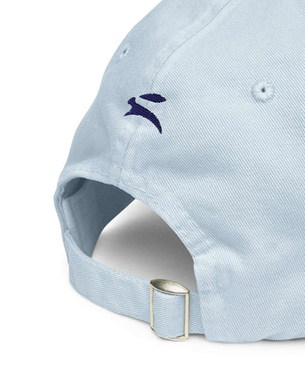 Rear view of the Maison Grozavu Pure Slate Cap in cap — showing the refined stitching.