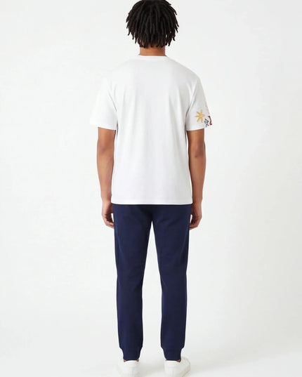 Maison Grozavu Modern Obsidian Tee in signature tone — front view showing the structured collar construction