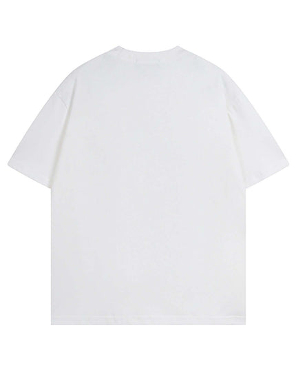 Maison Grozavu Modern Obsidian Tee in white — rear view showing the seamless shoulder transition