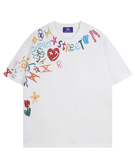 Maison Grozavu Modern Obsidian Tee in white — front view showing the precise sleeve cut