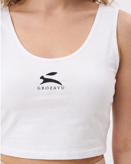 Iron Crop Top Fit — three-quarter view showing the minimal construction and surface texture in natural light