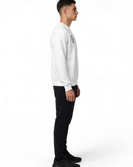 Grozavu Romania crewneck sweatshirt in white with DTG print