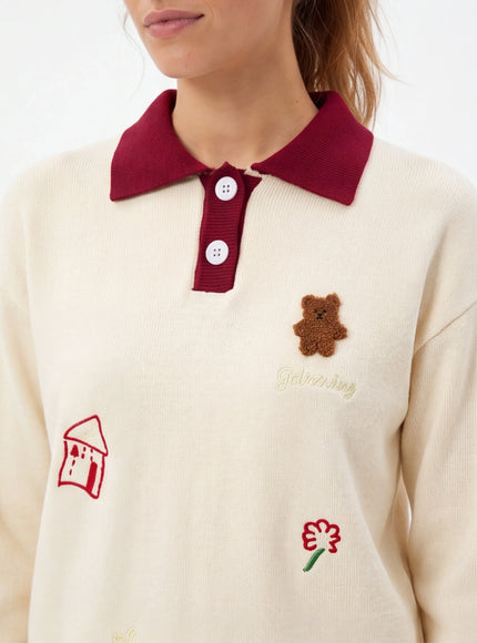 Pulover cu guler polo, tricotat japonez, fit esențial