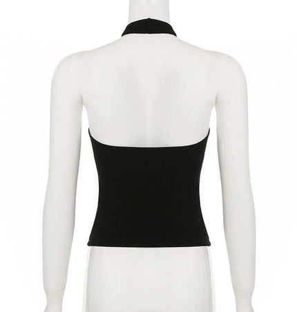 Irregular Strapless Slim Fit Tank Top showcasing the back view on a mannequin, emphasizing its sleek silhouette.