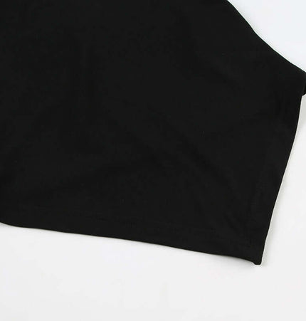 Irregular Strapless Slim Fit Tank Top featuring black fabric and sleek design detail.
