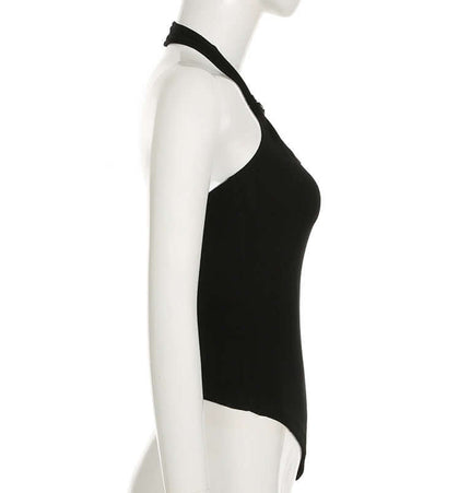 Irregular Strapless Slim Fit Tank Top displayed on a mannequin from the side, showcasing its sleek silhouette.