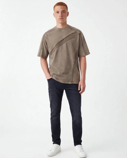 Front view of the Maison Grozavu Ivory Tee Structure in shirt — showing the sleek silhouette.