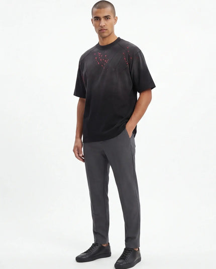Maison Grozavu Quiet Quartz Tee in signature tone — front view showing the seamless shoulder transition