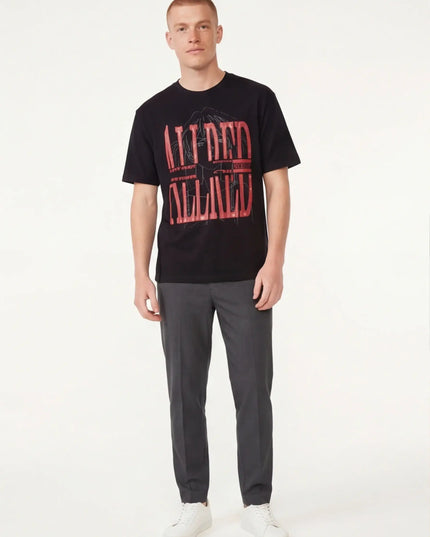 Maison Grozavu Timeless Sable Tee in signature tone — front view showing the subtle drape of the fabric