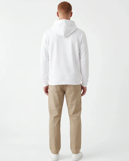 Front view of the Maison Grozavu Archival Ecru Hoodie in hoodie — showing the premium fabric texture.