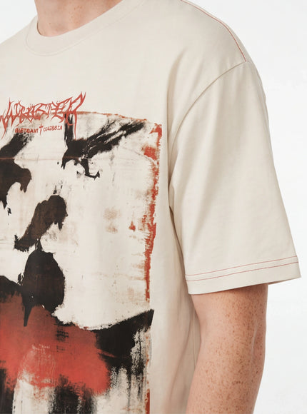 White crow graphic short sleeve with Grozavu logo