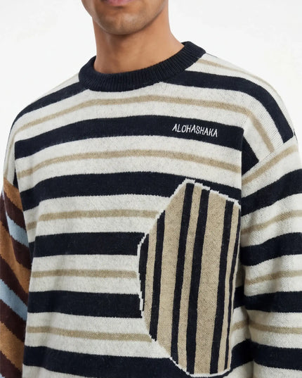 Maison Grozavu Formidable Obsidian Crewneck in signature tone — front view showing the structured collar construction