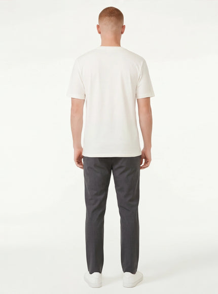 Close-up of White crow graphic short sleeve fabric