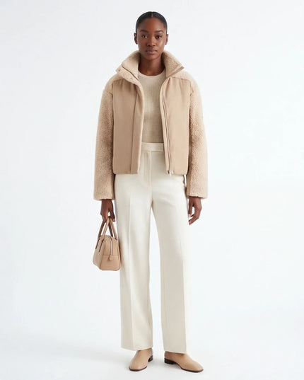 Architectural Ivory Top — close-up of the fabric texture and seam construction in the neutral colourway