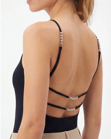 Maison Grozavu Sable Tank Loom in signature tone — front view showing the structured collar construction