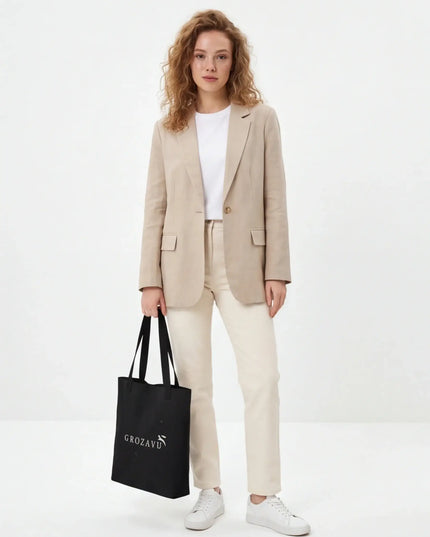 Alabaster Bag Structure — close-up of the fabric texture and seam construction in the neutral colourway
