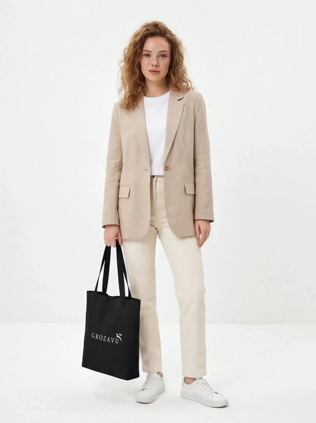 Alabaster Bag Structure — close-up of the fabric texture and seam construction in the neutral colourway
