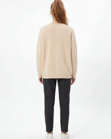 Maison Grozavu Premium Onyx Crewneck in signature tone — front view showing the premium woven texture