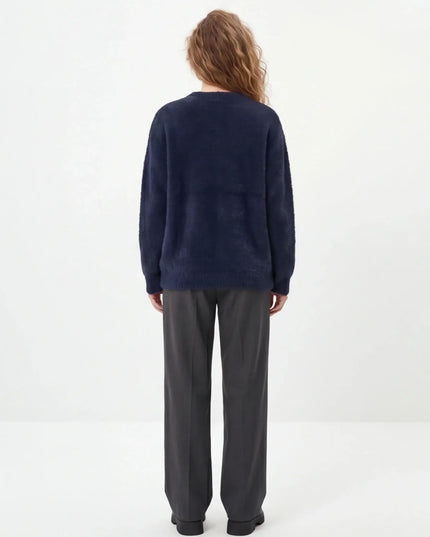 Maison Grozavu Timeless Graphite Sweatshirt in signature tone — front view showing the structured collar construction