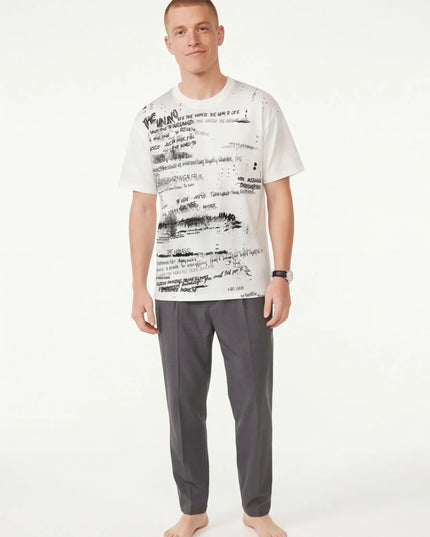 Maison Grozavu Premium Ghost Tee in signature tone — front view showing the subtle drape of the fabric