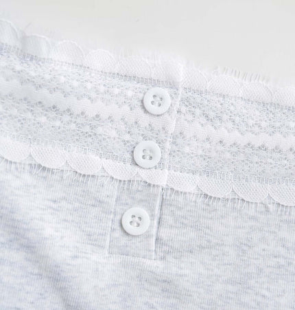 Lace Strap Button Tank Top - Slim Fit featuring delicate lace straps and button detail.