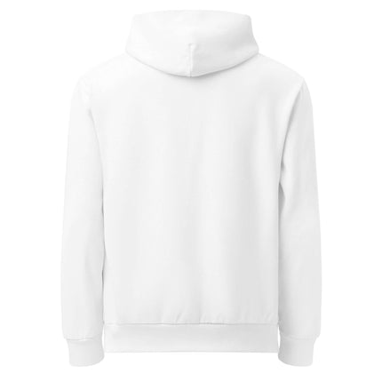 Lane Seven LS16001 I Urban Hoodie back view in white, heavyweight fleece with a modern, architectural design.