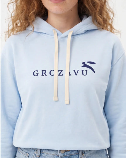 Front view of the Maison Grozavu Monochrome Crewneck Drape in sweatshirt — showing the relaxed fit.