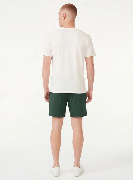 Model wearing cotton short pants by Grozavu