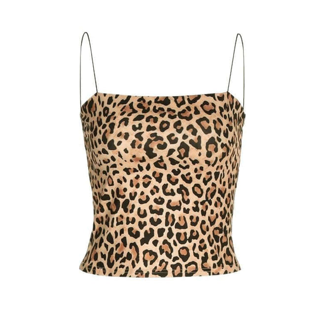 Leopard Print Strapless Crop Tank Top featuring bold leopard print design for trendy summer outfits.